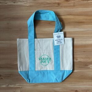 Trader Joe’s Mini Tote Bag Canvas Pastel Blue
